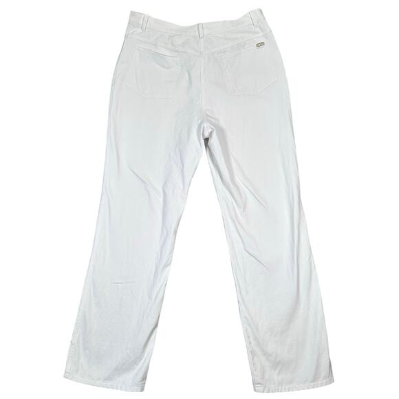 St. John Sport Pants Women's 12 White Gold Jeans Pockets Quiet Luxury Preppy Mom - Picture 2 of 9